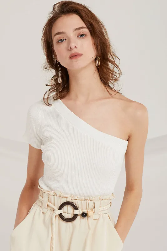 Cara One-Shoulder Knit Top sold by storets