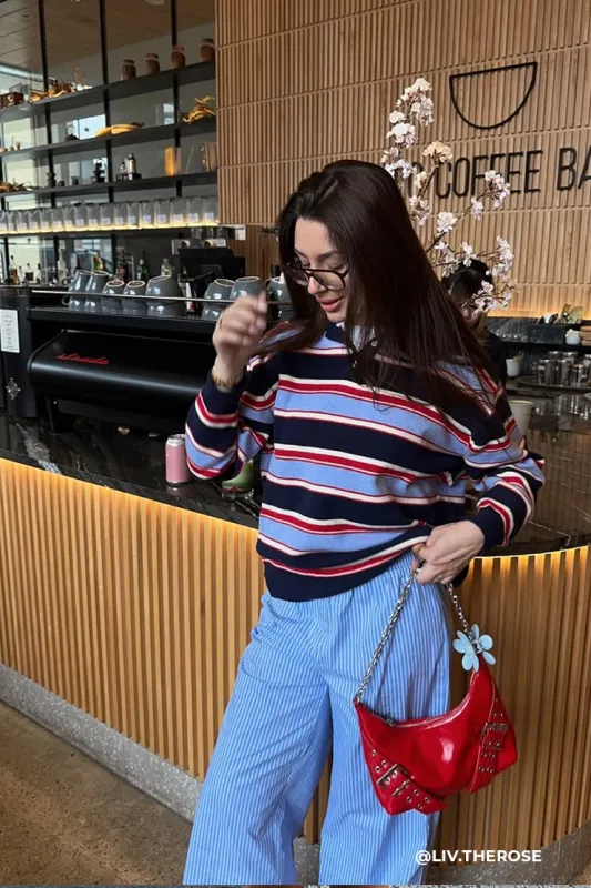 Flynn Stripe Collar Sweater sold by storets