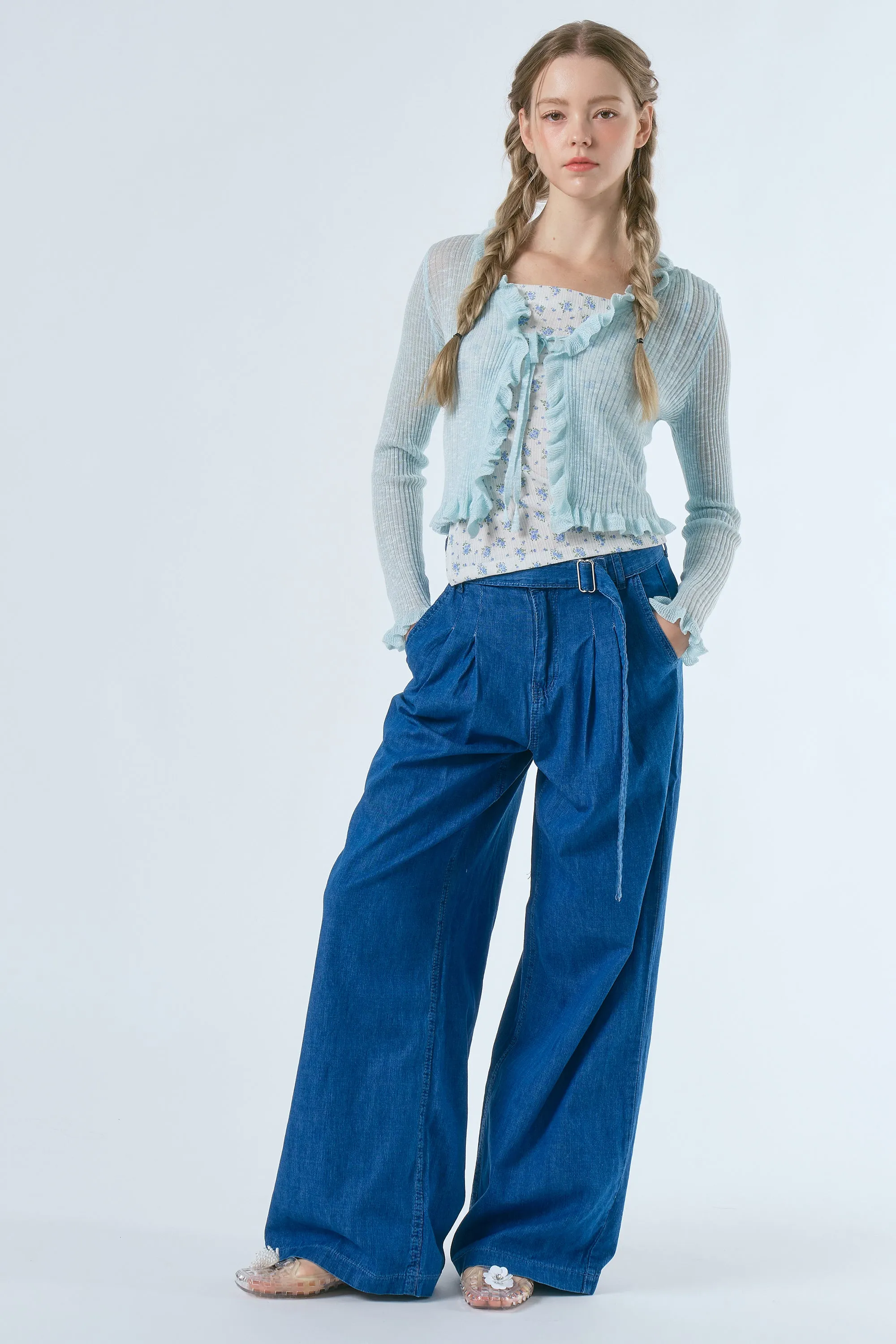 Alya Belted Wide Leg Jeans sold by storets