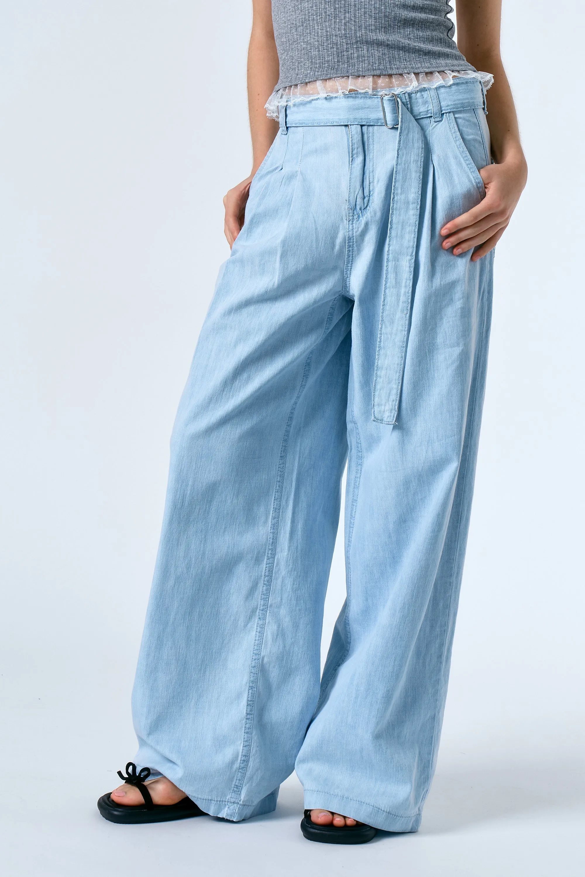 Alya Belted Wide Leg Jeans sold by storets