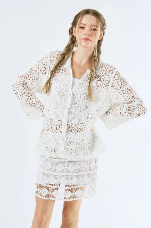 Flynn Crochet Cardi Jacket sold by storets
