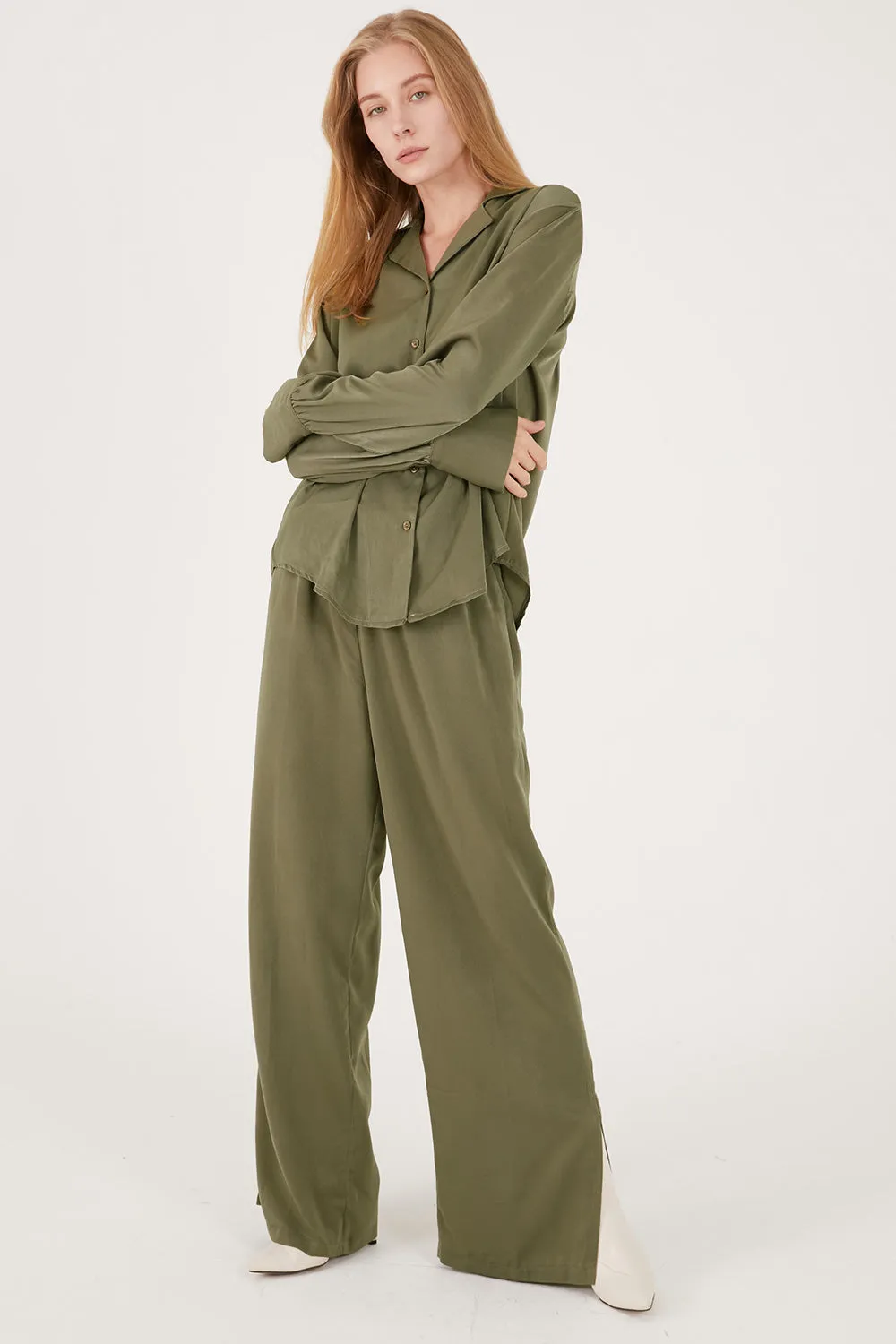 Rose Matte Satin Wide Leg Pants sold by storets product image thumbnail 4