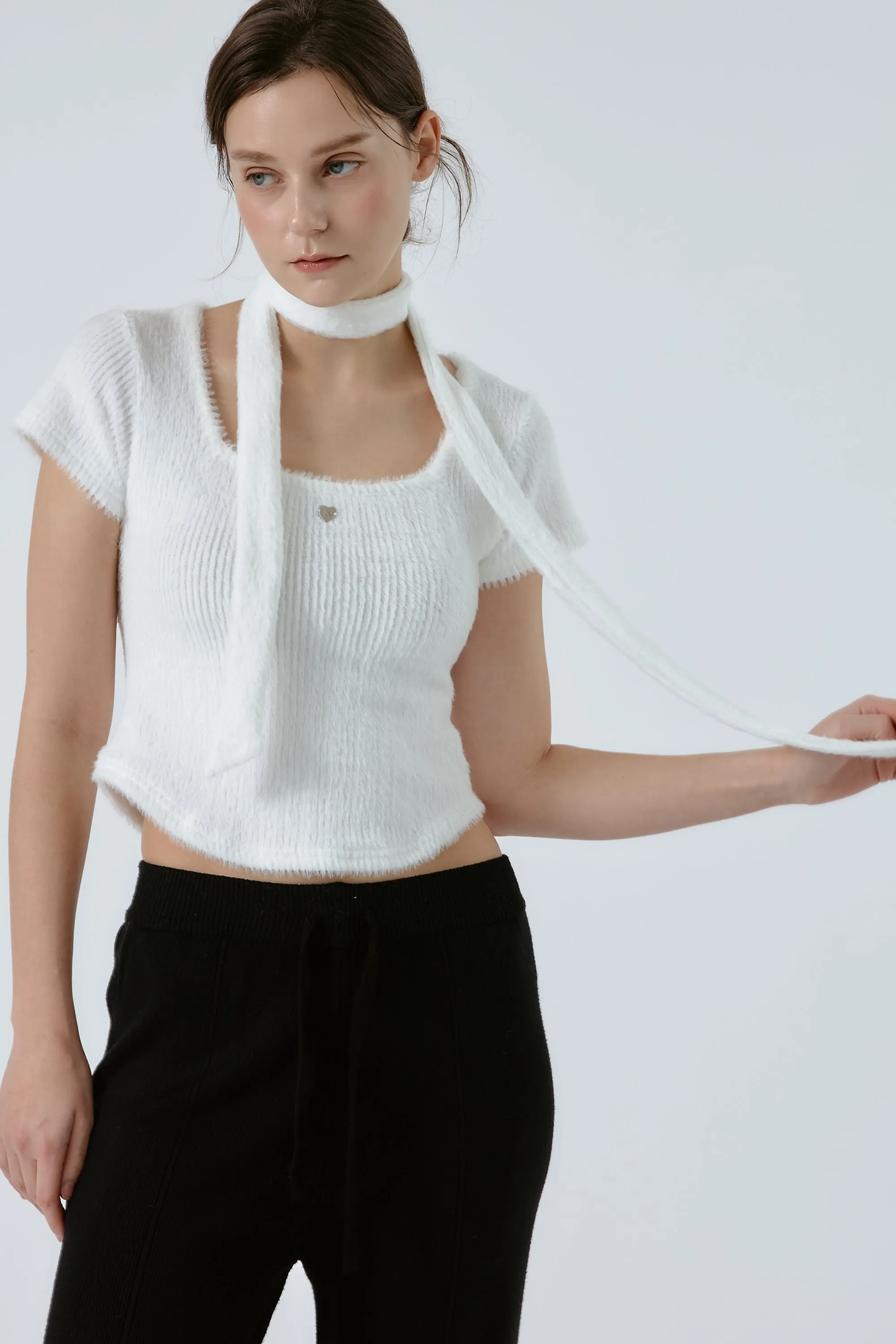 Liana Fuzzy Top w/scarf sold by storets product image thumbnail 4