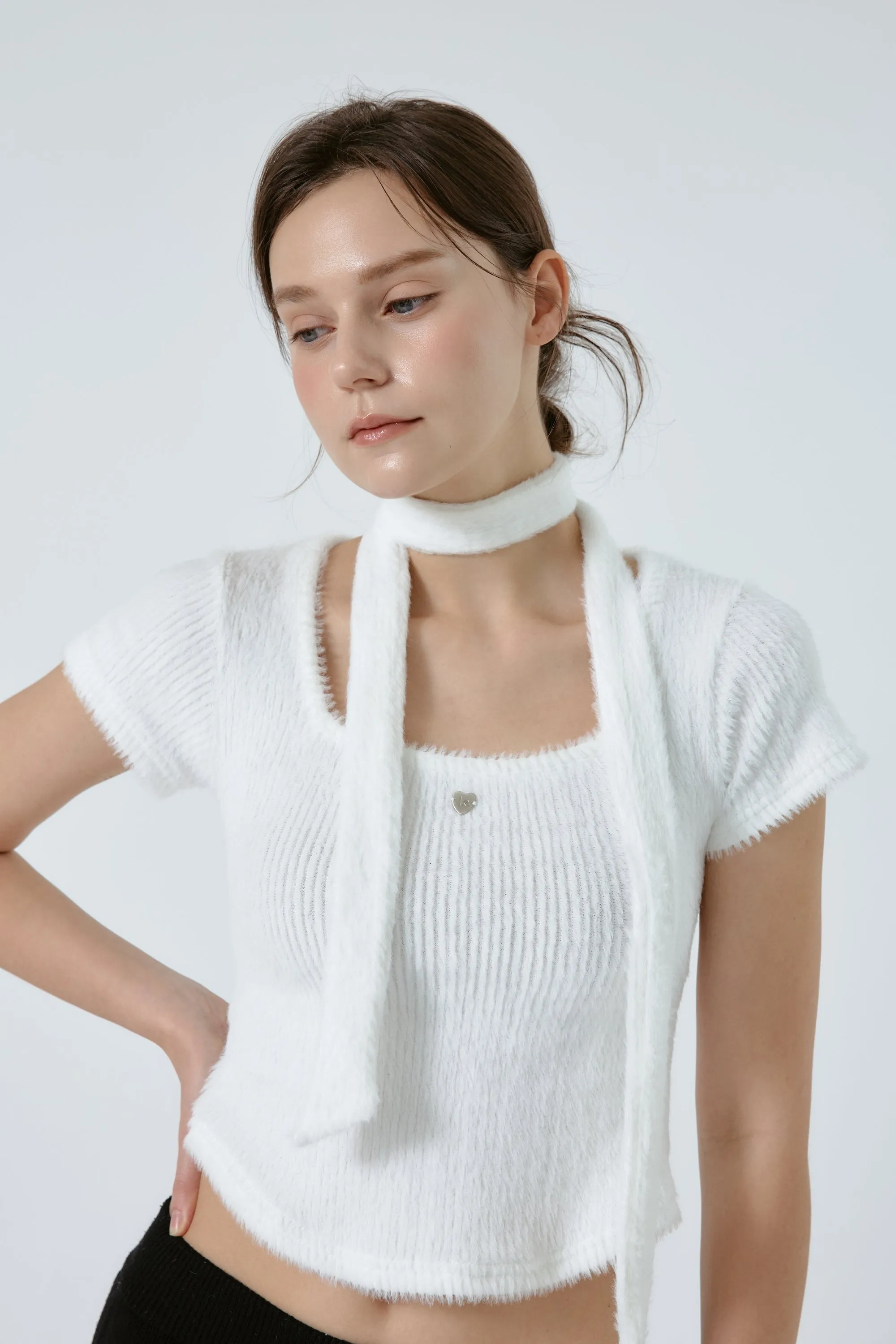 Liana Fuzzy Top w/scarf sold by storets product image thumbnail 3