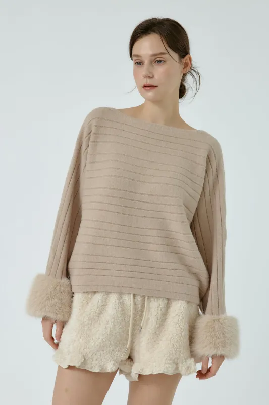 Aurora Sweater w/Faux Fur Cuff sold by storets