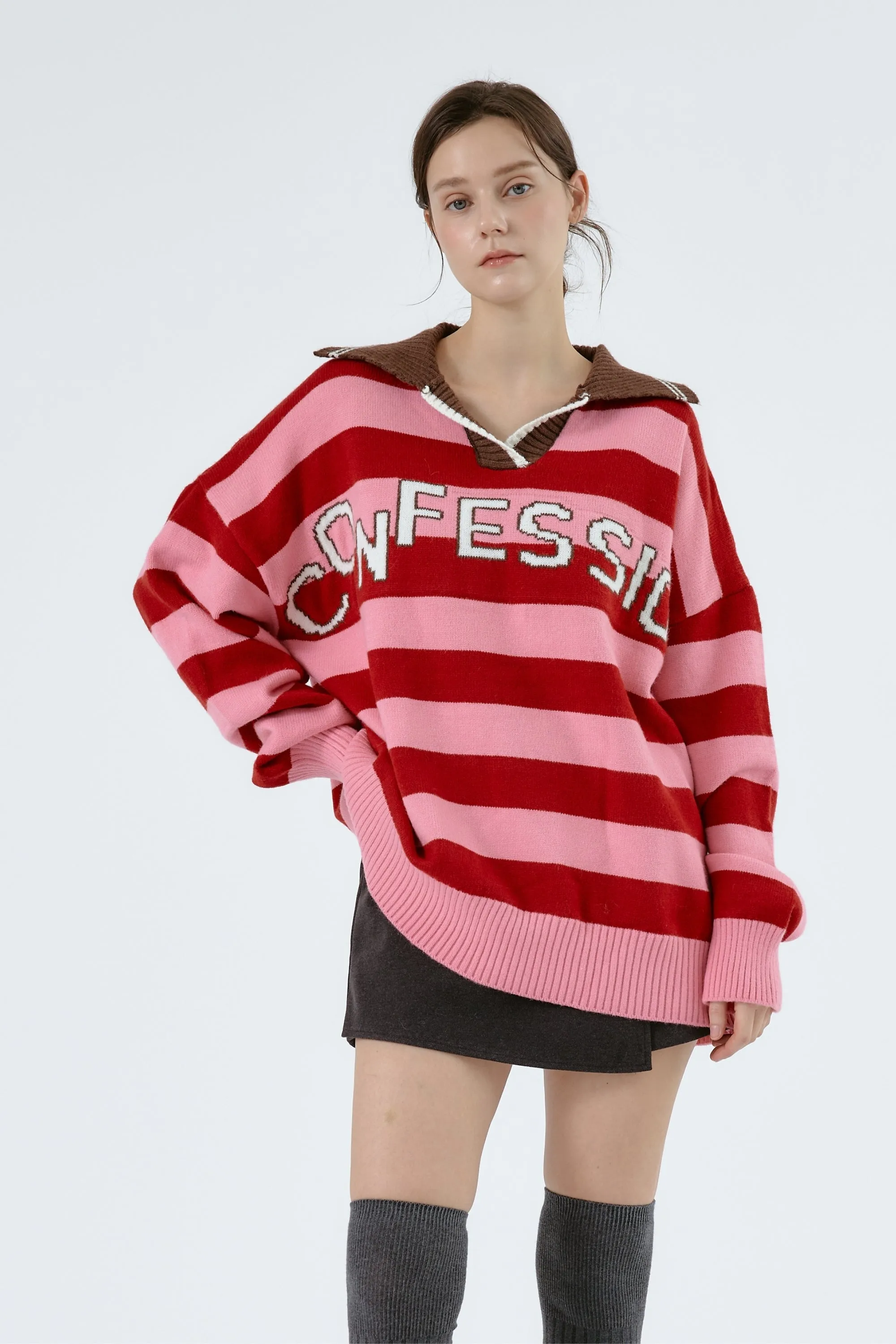 Ellie Varsity Knit Sweater sold by storets product image thumbnail 3