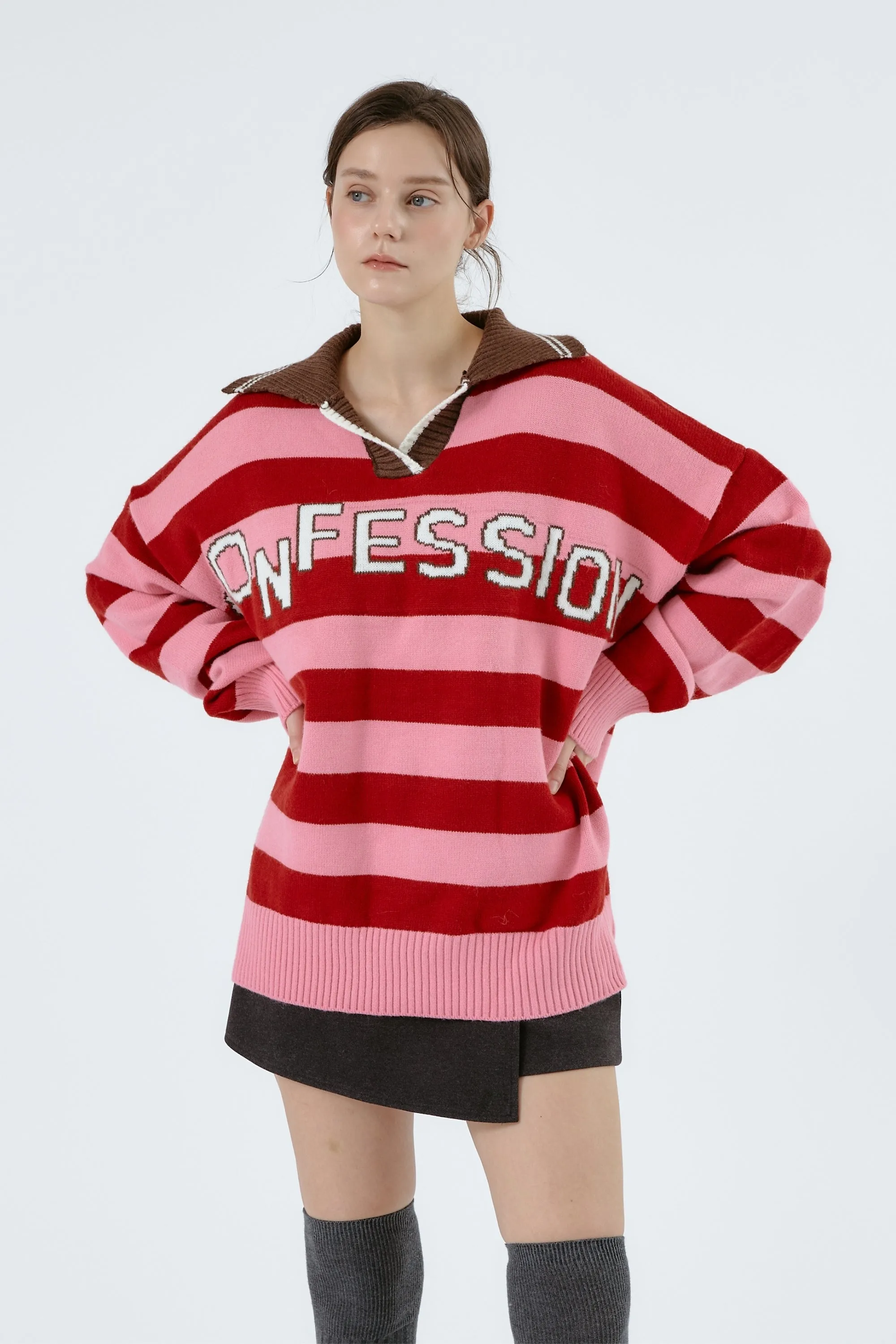 Ellie Varsity Knit Sweater sold by storets