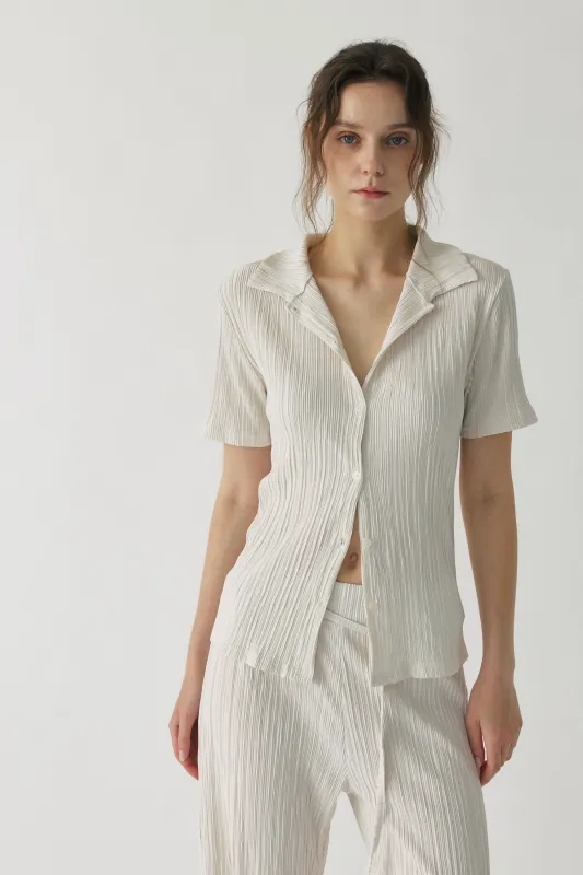 Lara Pleated Plisse Belt Blouse made by storets