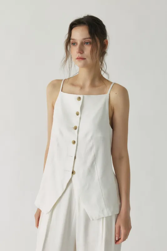 Hazel Linen Tailored Vest made by storets