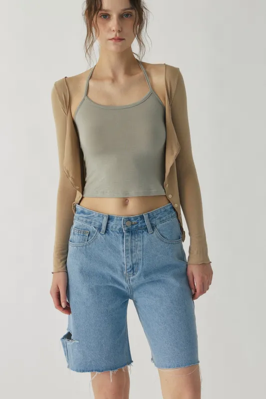 Mandy Cutout Denim Shorts made by storets