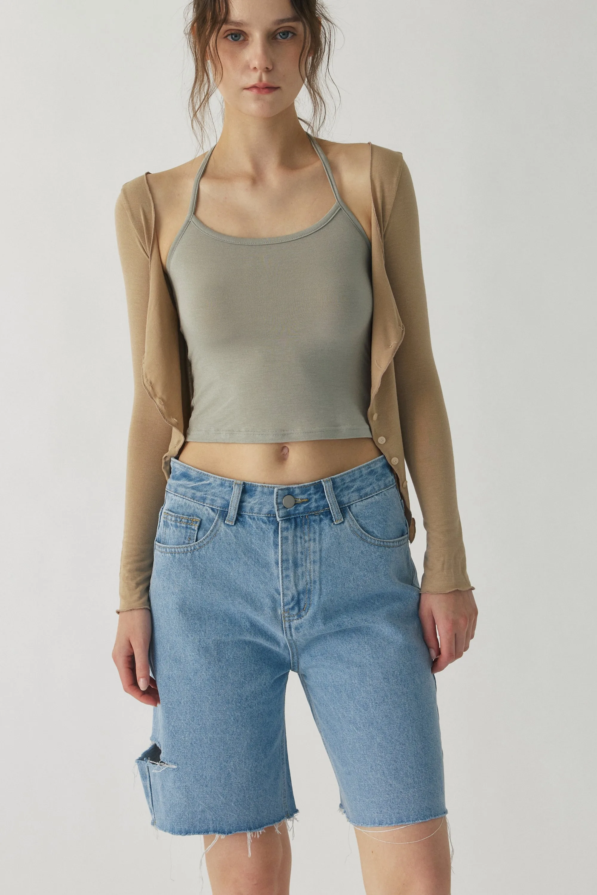 Mandy Cutout Denim Shorts sold by storets