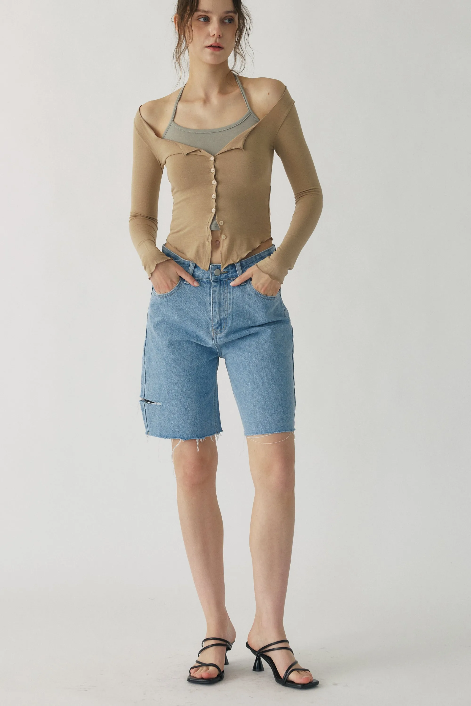Mandy Cutout Denim Shorts sold by storets product image thumbnail 3