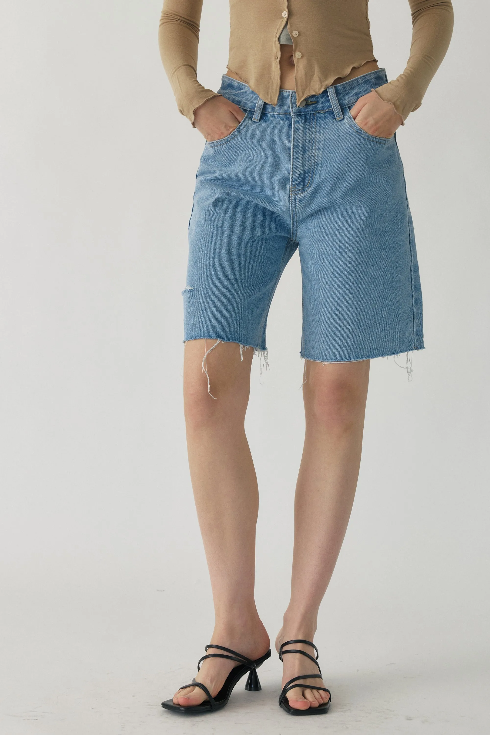 Mandy Cutout Denim Shorts sold by storets product image thumbnail 4