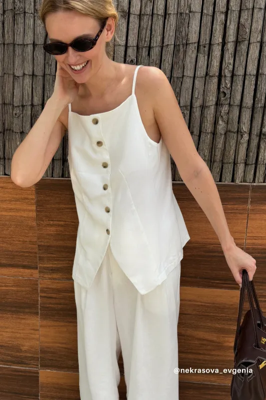 Hazel Linen Tailored Vest made by storets