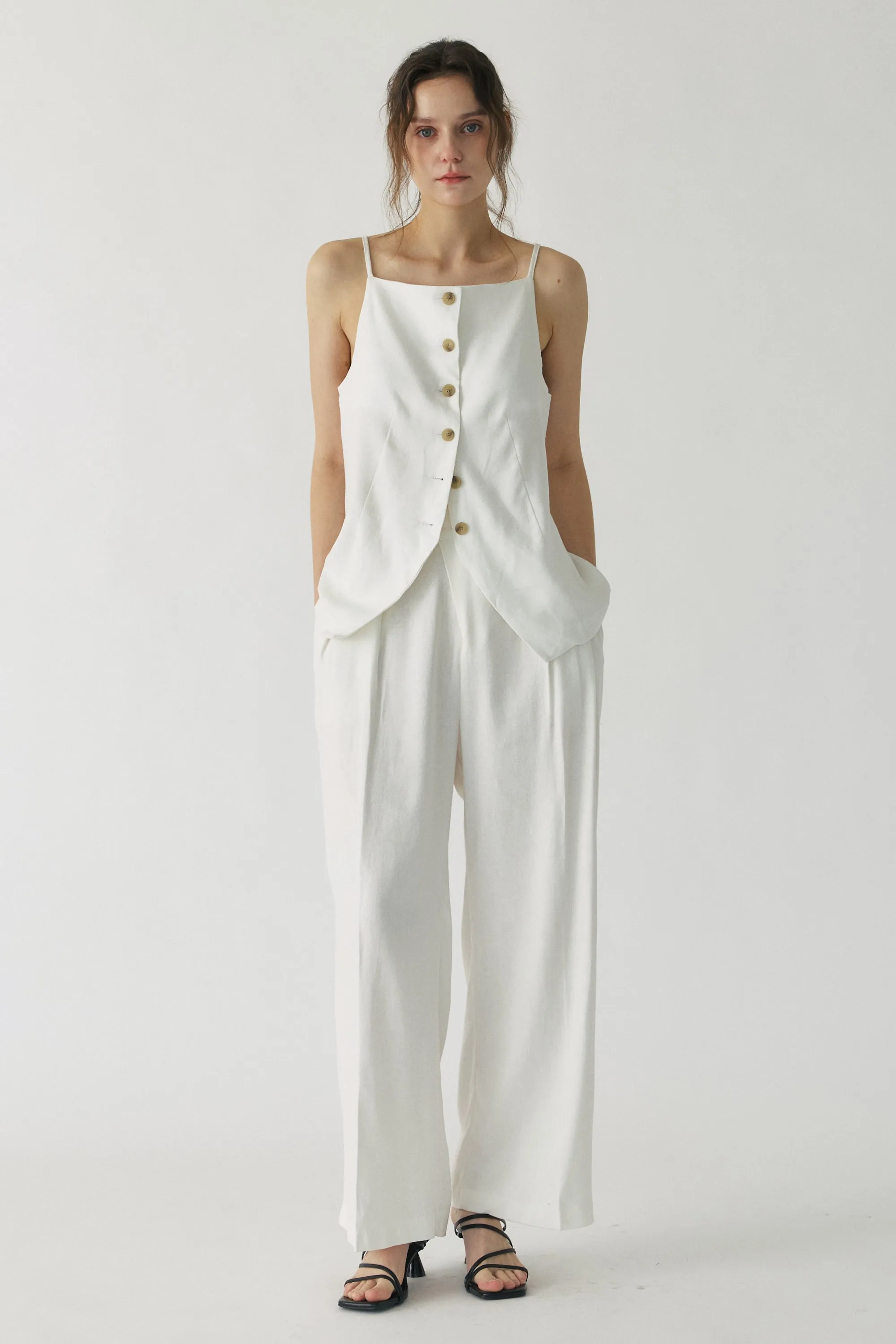 Hazel Linen Tailored Vest sold by storets product image thumbnail 5