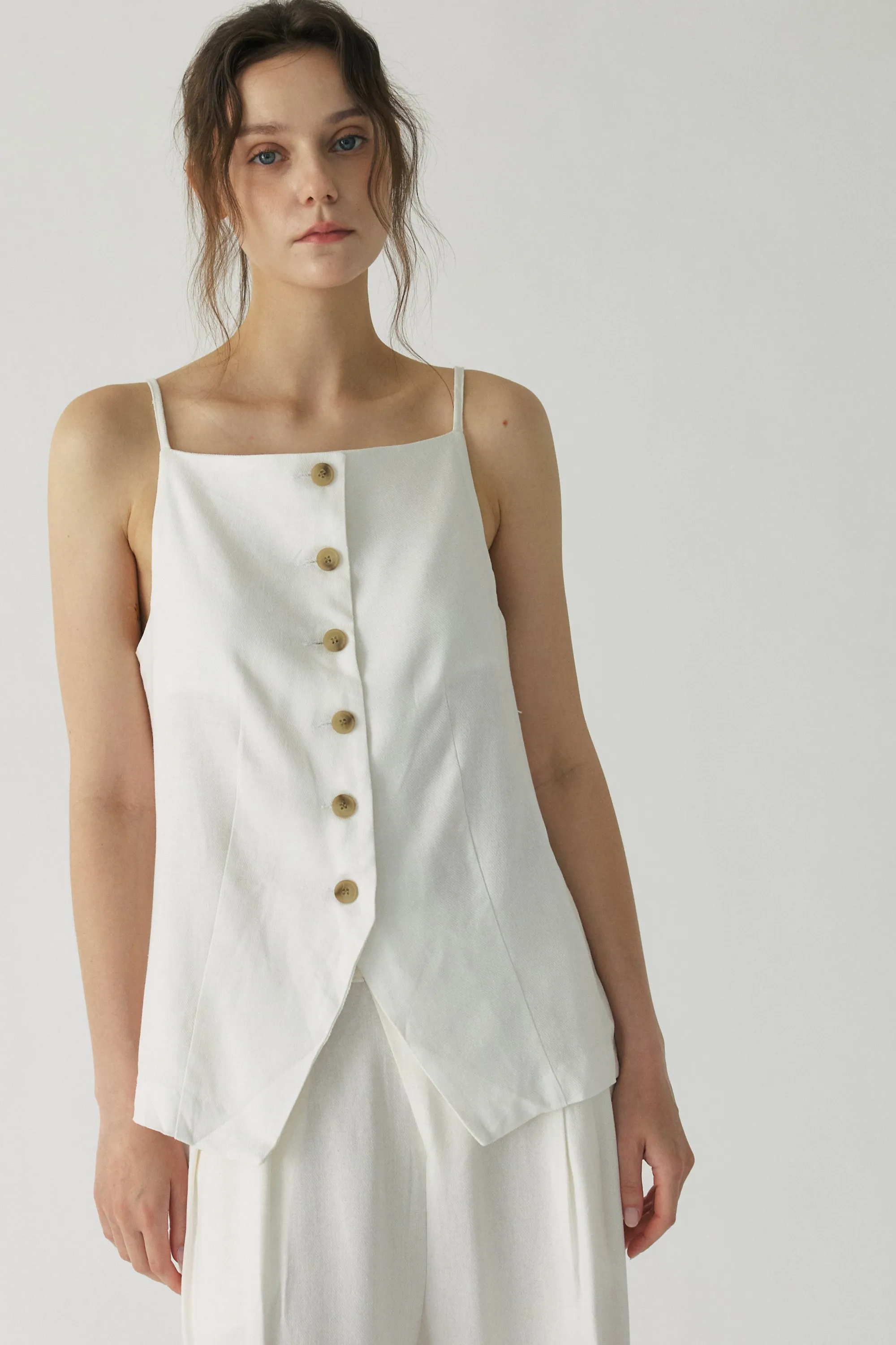 Hazel Linen Tailored Vest sold by storets product image thumbnail 3