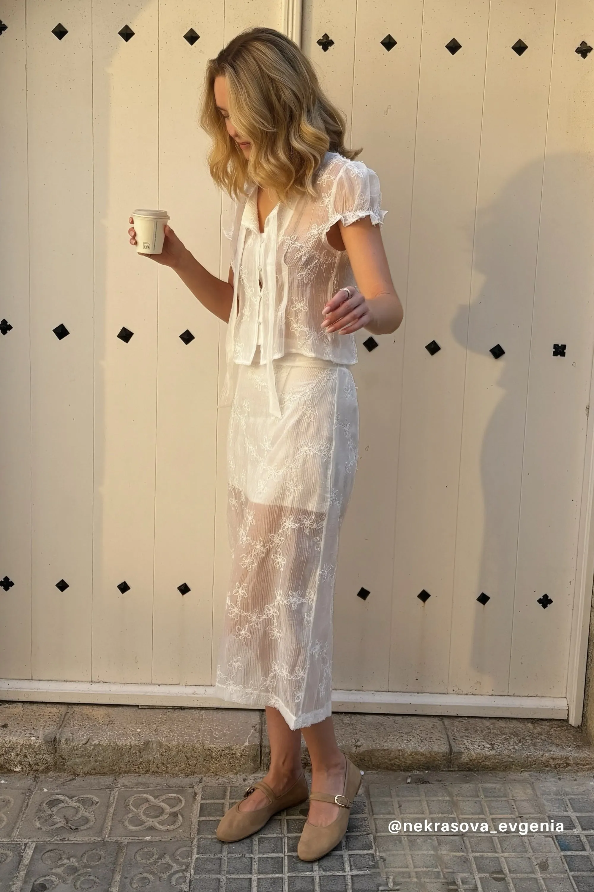 Elodie Sheer Lace Crinkle Skirt sold by storets product image thumbnail 4