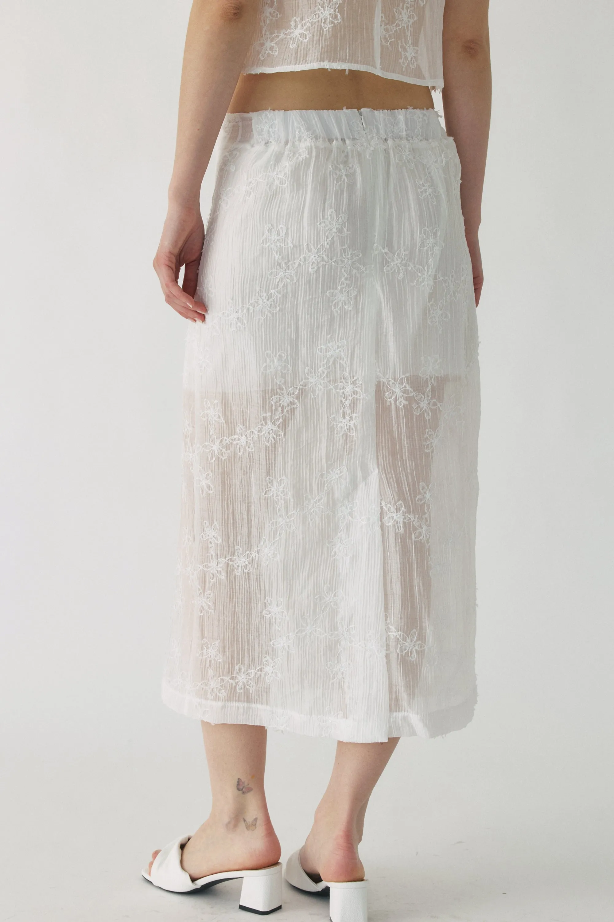 Elodie Sheer Lace Crinkle Skirt sold by storets product image thumbnail 3