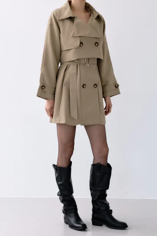 Ava Trench Mini Dress Jacket Set made by storets
