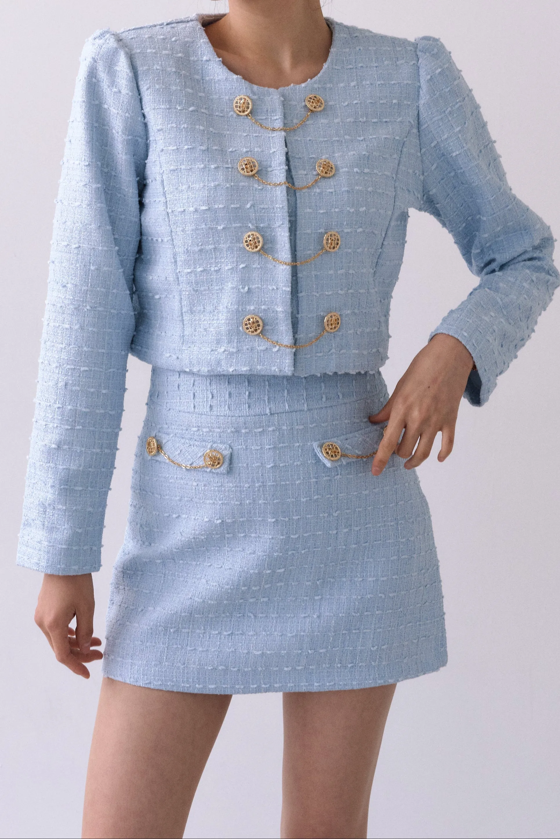 Lucy Gold Button Tweed Mini Skort sold by storets product image thumbnail 2