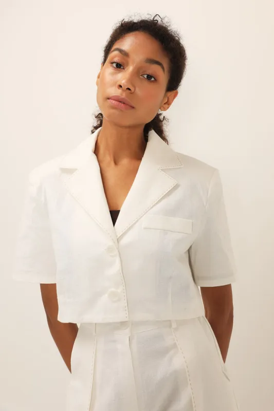 Tinsley Contrast Stitch Crop Jacket sold by storets