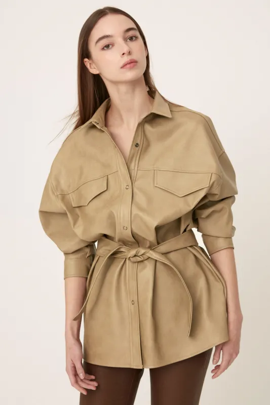 Mia Pleather Oversized Jacket sold by storets