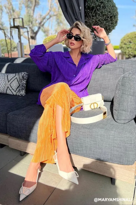 Peyton Crinkled Pleated Pants sold by storets