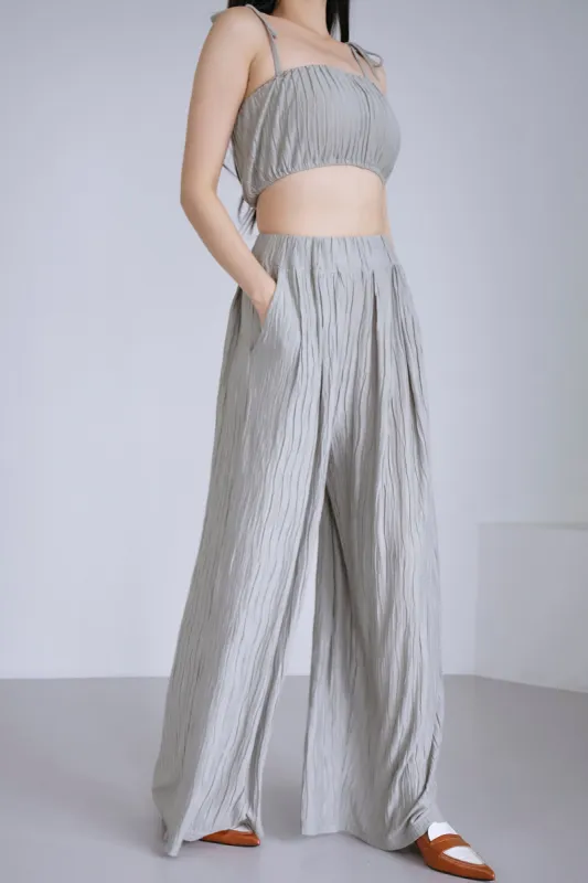 Yena Plisse Wide Leg Pants sold by storets