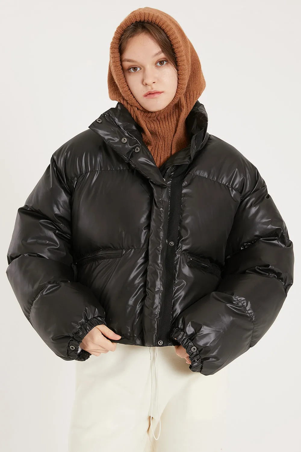 Harlow Faux Leather Puffer Jacket sold by storets