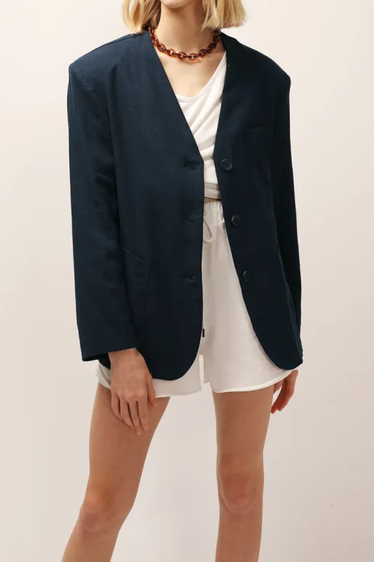 Emma Oversized Collarless Blazer sold by storets