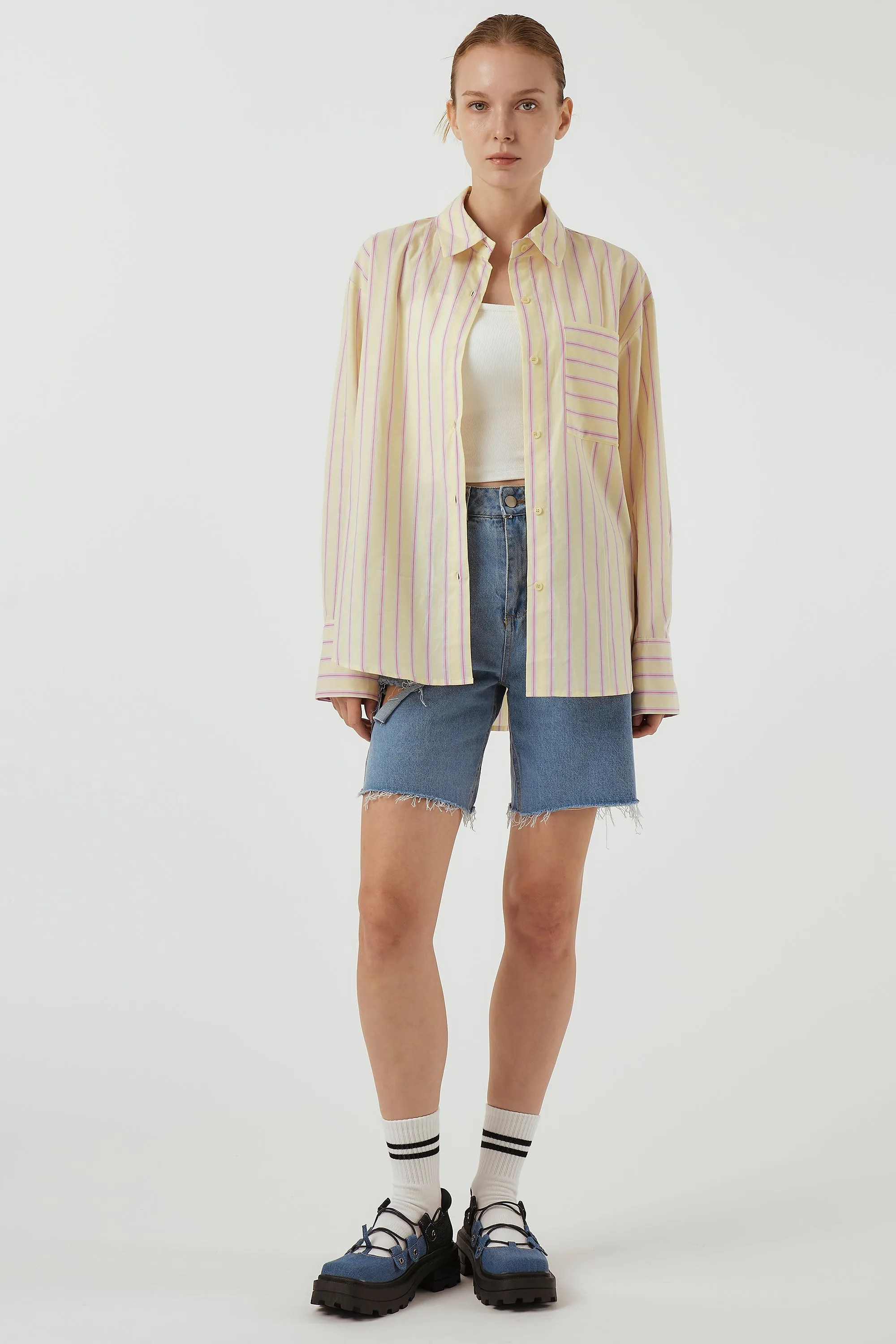 Ayla Oversized Striped Shirt sold by storets product image thumbnail 4