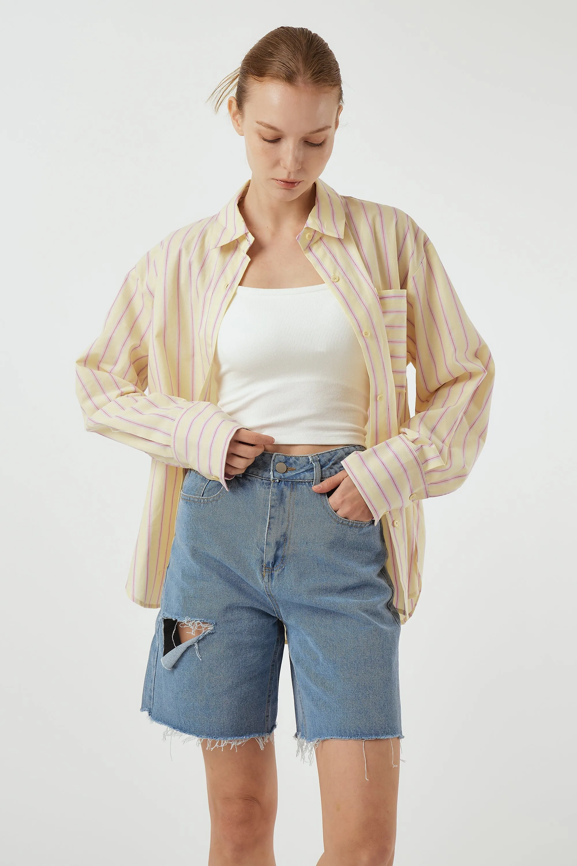 Ayla Oversized Striped Shirt sold by storets product image thumbnail 2