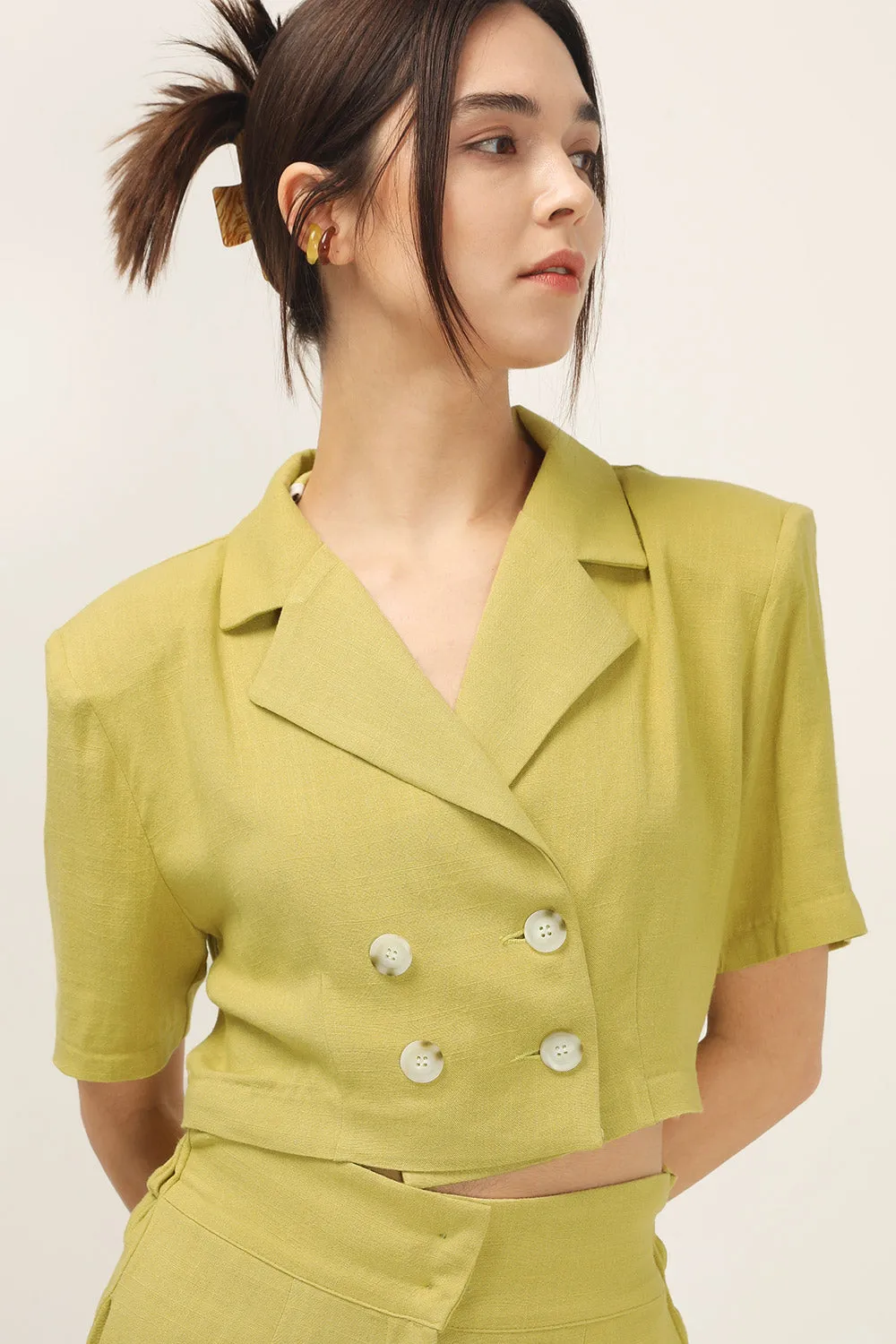 Blaire Linen Cropped Jacket sold by storets