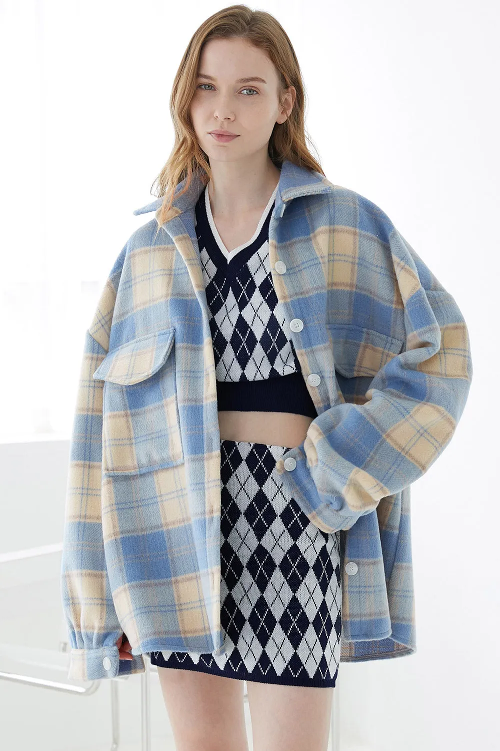Lydia Oversized Shacket in Plaid sold by storets product image thumbnail 2