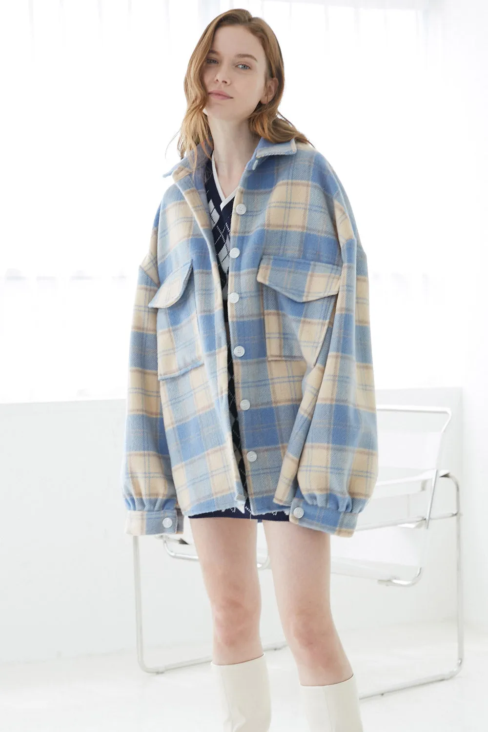 Lydia Oversized Shacket in Plaid sold by storets product image thumbnail 4