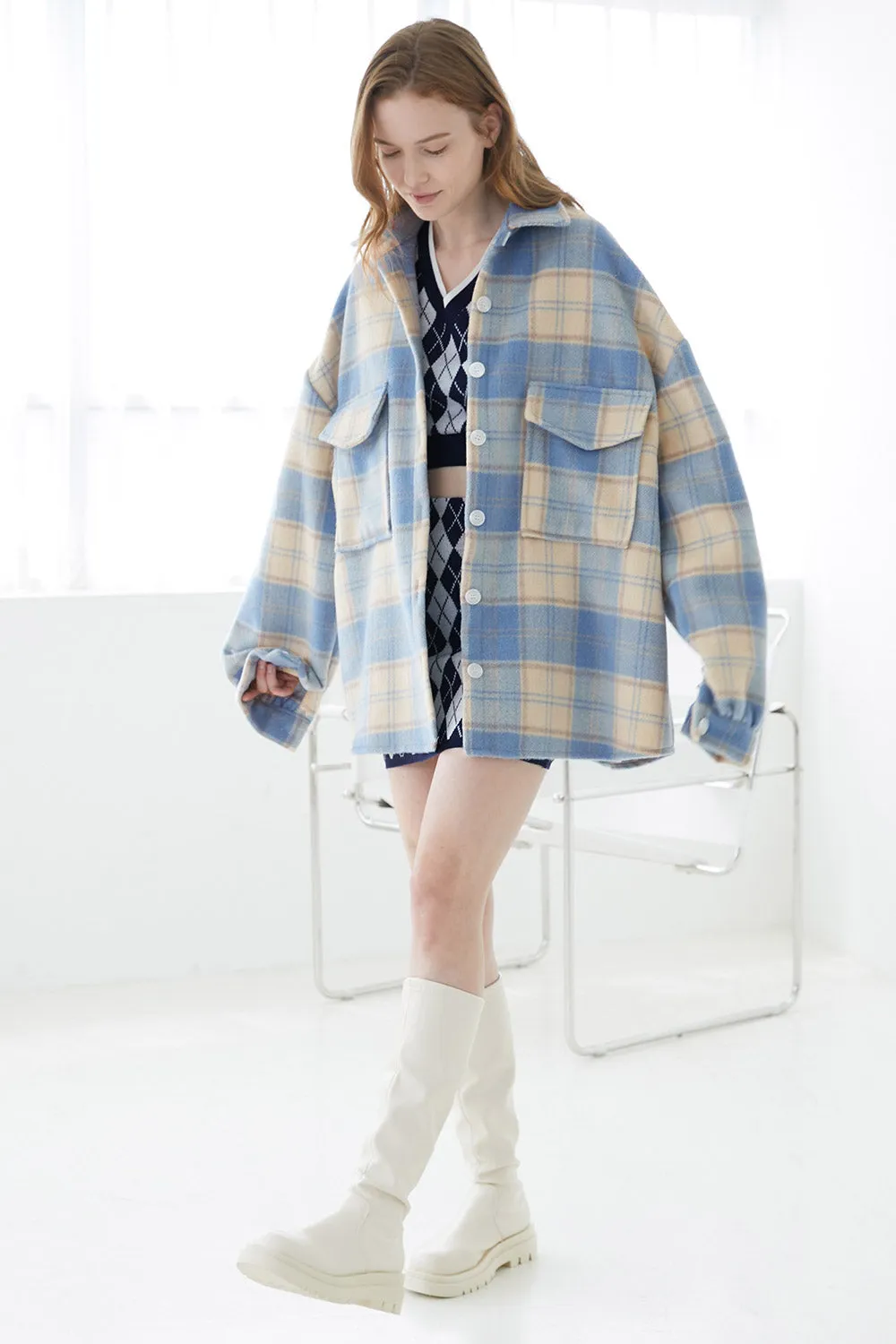 Lydia Oversized Shacket in Plaid sold by storets product image thumbnail 3