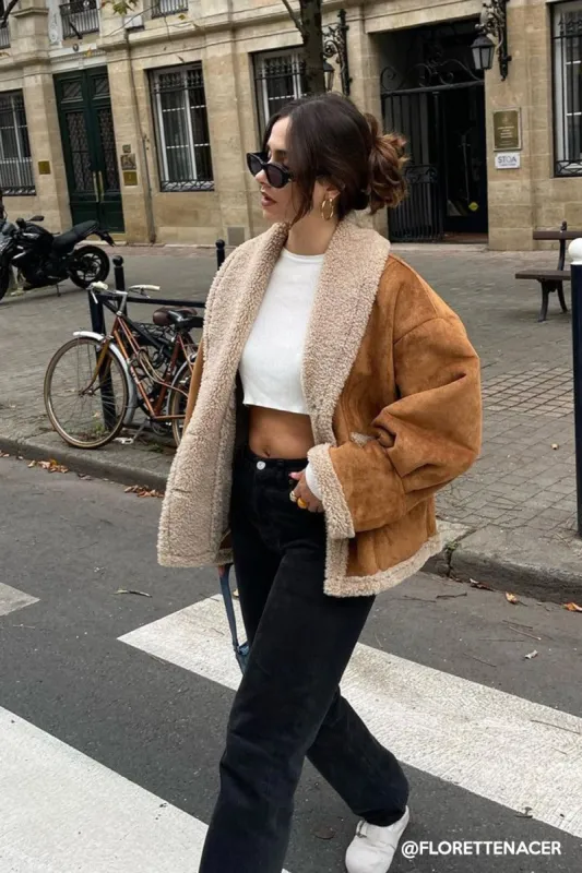 Ava Faux Shearling Jacket sold by storets