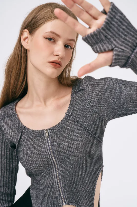 Isla Zip Front Cropped Top sold by storets