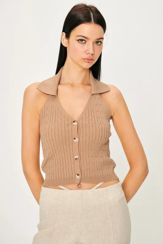 Avery Knitted Halter Neck Top sold by storets