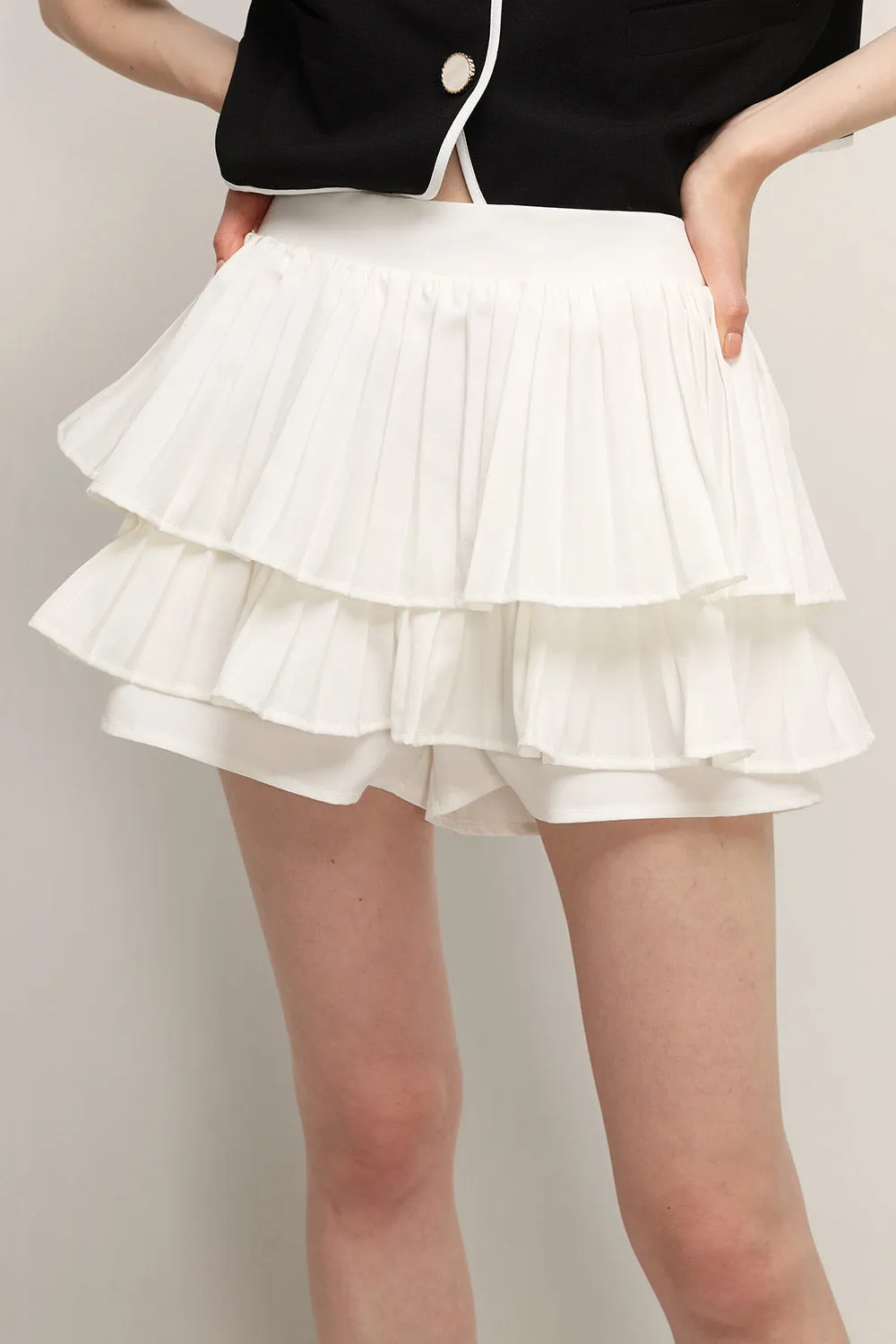 Clara Pleated Ruffle Skort sold by storets