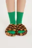 Yva Checkerboard Faux Fur Open Slipper sold by storets