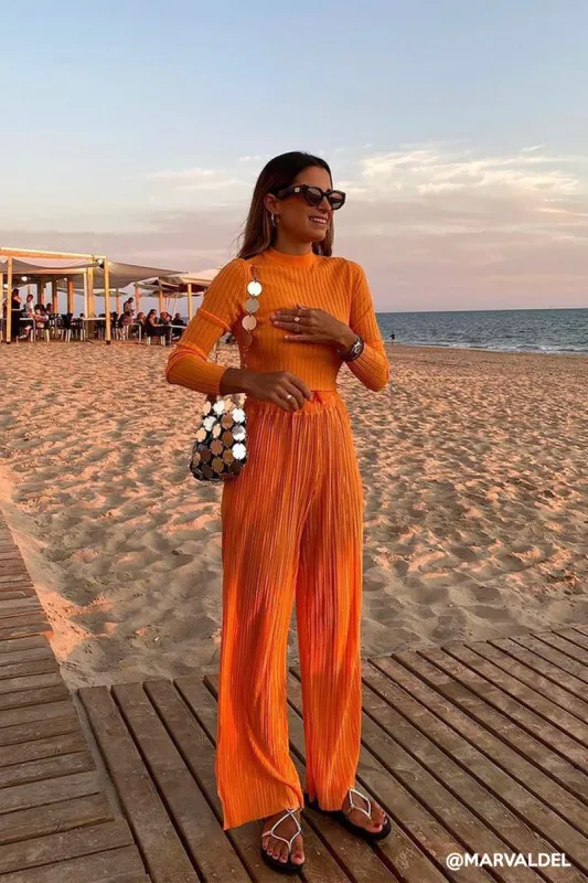 Peyton Crinkled Pleated Pants sold by storets