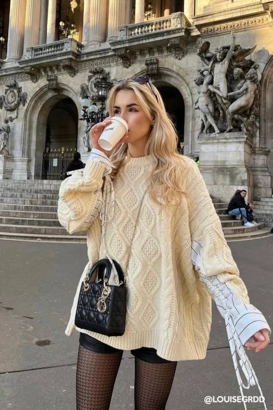 Sadie Shirt Combo Knit Pullover sold by storets