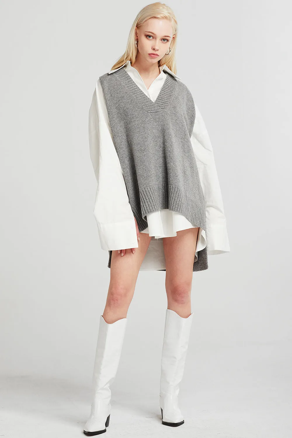 Lyla Oversized Knit Vest sold by storets product image thumbnail 3