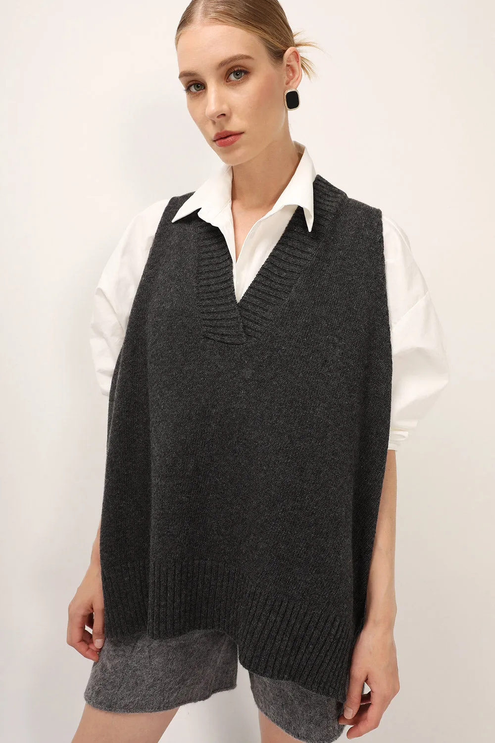 Lyla Oversized Knit Vest sold by storets product image thumbnail 4