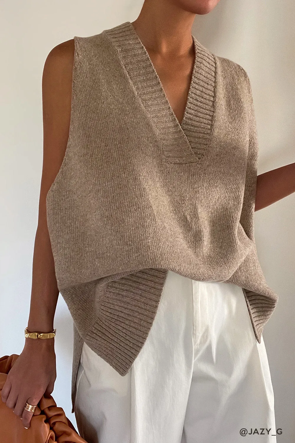 Lyla Oversized Knit Vest sold by storets