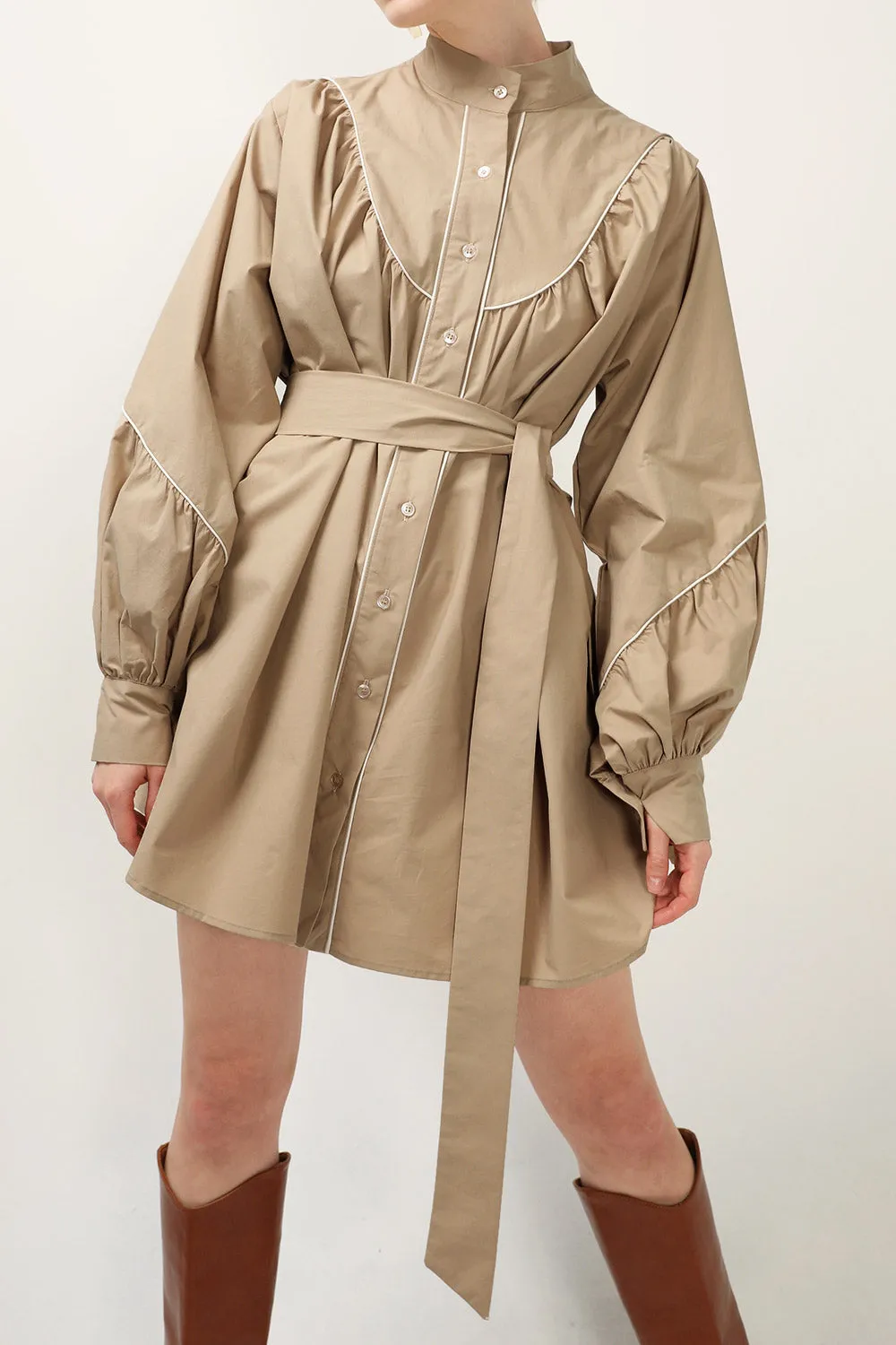 Tori Piping Detail Shirt Dress sold by storets product image thumbnail 4