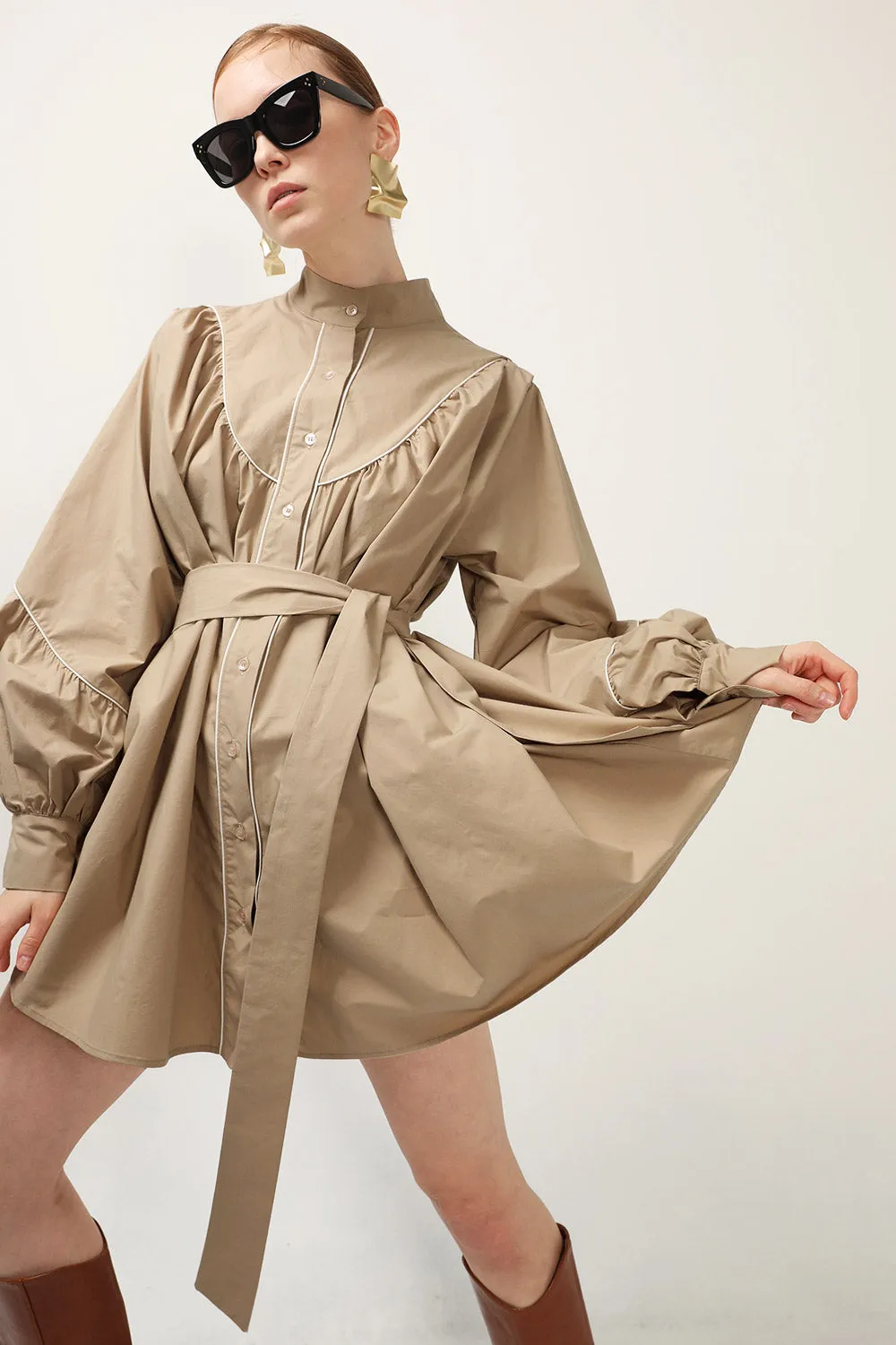 Tori Piping Detail Shirt Dress sold by storets product image thumbnail 5