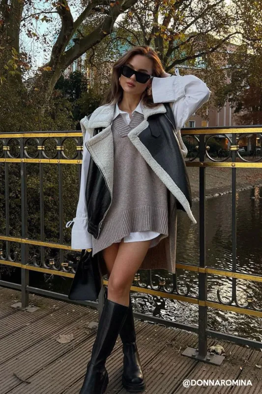 Arya Faux Shearling Vest sold by storets