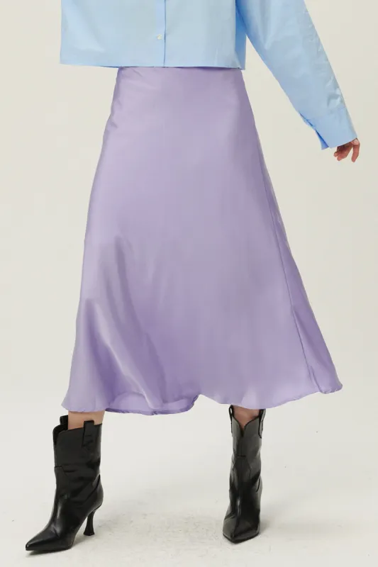 Ela Satin Midi Skirt sold by storets